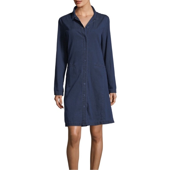 Eileen Fisher Blue Denim Shirt Dress Relaxed Fit XL - Picture 1 of 7